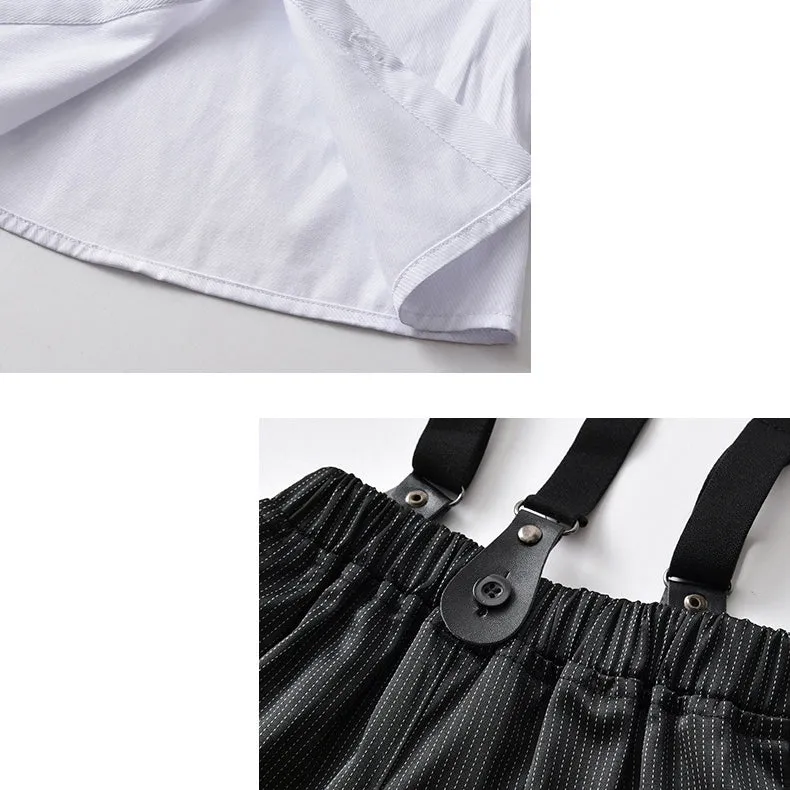 2 Pieces Set Baby Kid Boys Birthday Party Solid Color Bow Shirts And Rompers Wholesale 22092066