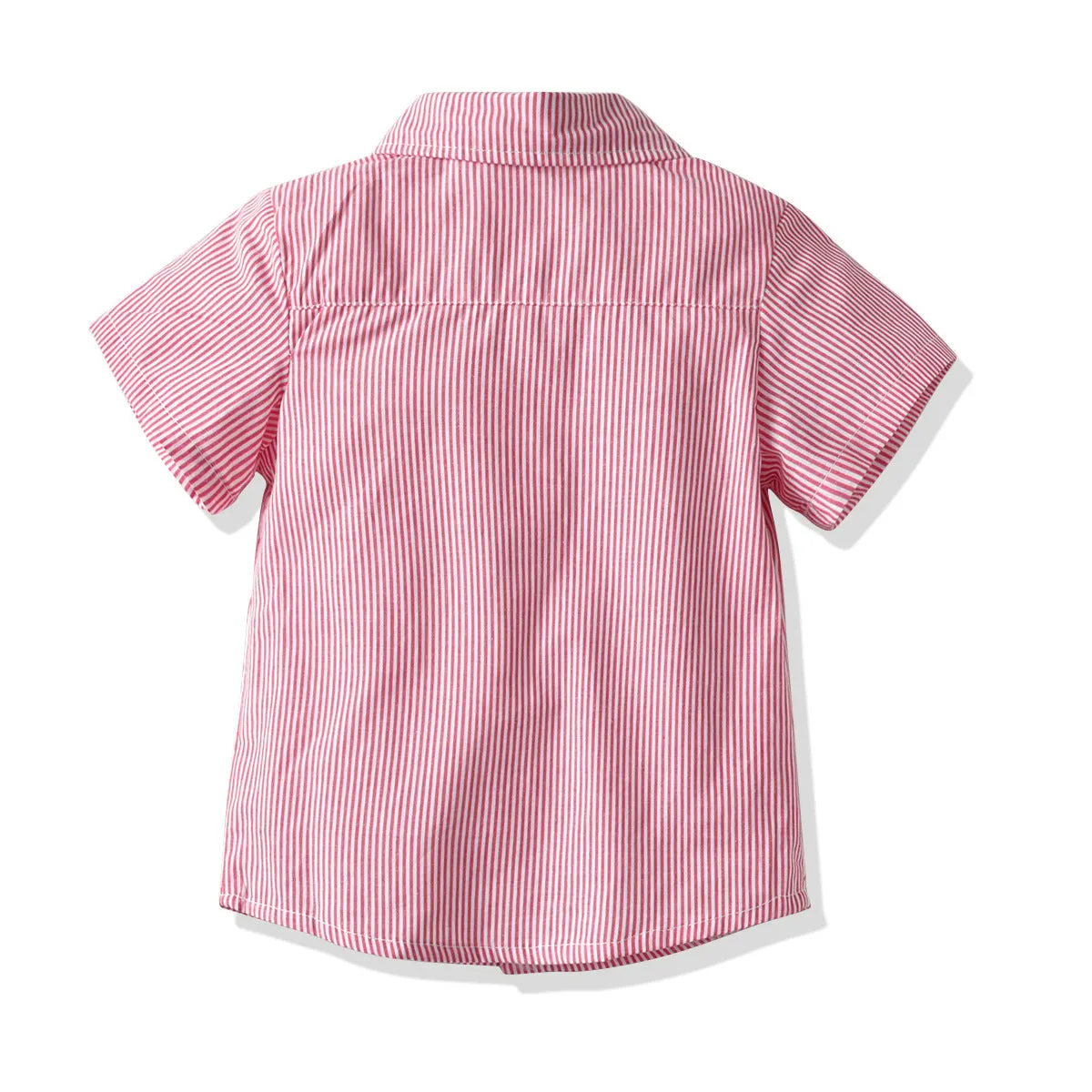 2 Pieces Set Baby Kid Boys Birthday Party Striped Bow Shirts And Solid Color Rompers Wholesale 211109215