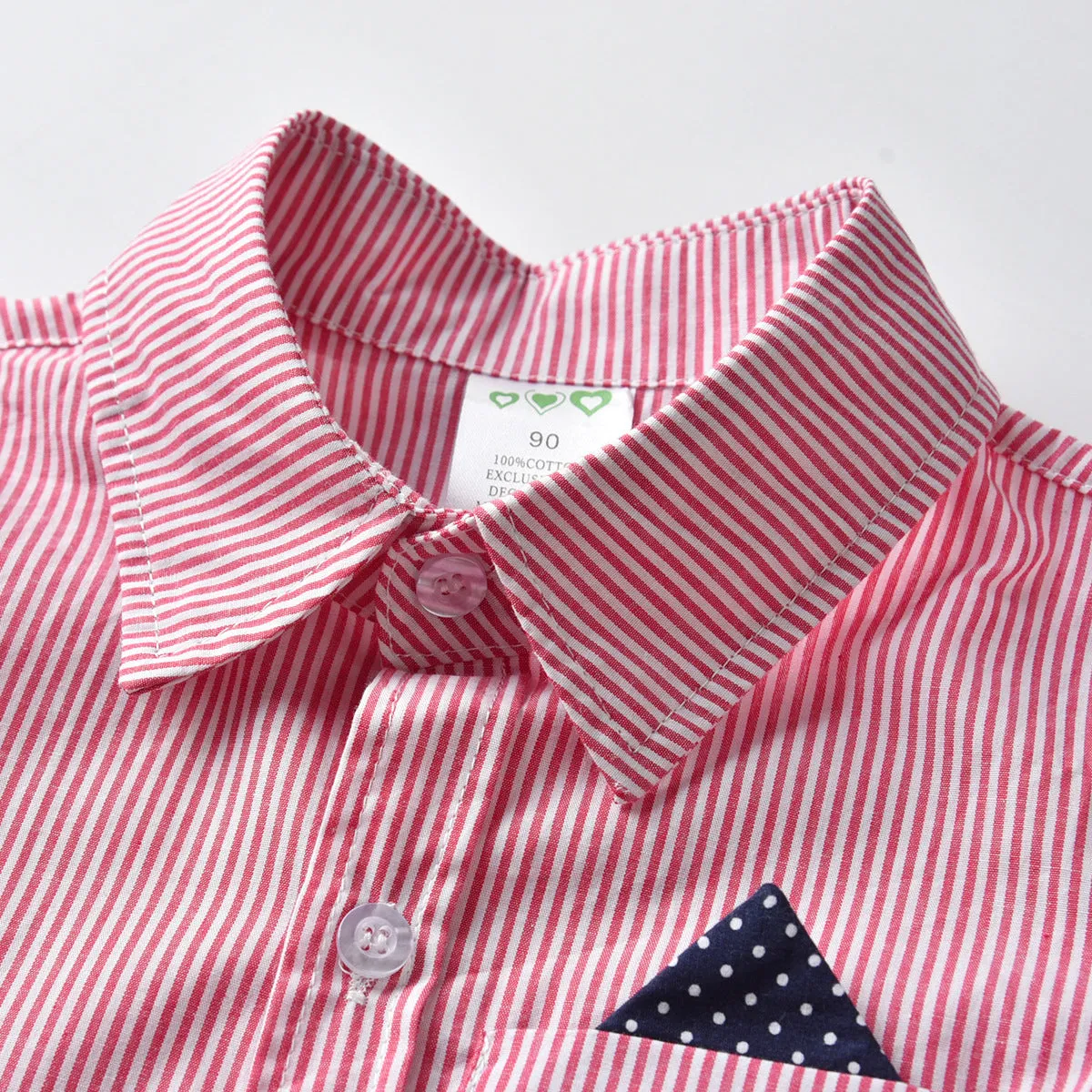 2 Pieces Set Baby Kid Boys Birthday Party Striped Bow Shirts And Solid Color Rompers Wholesale 211109215