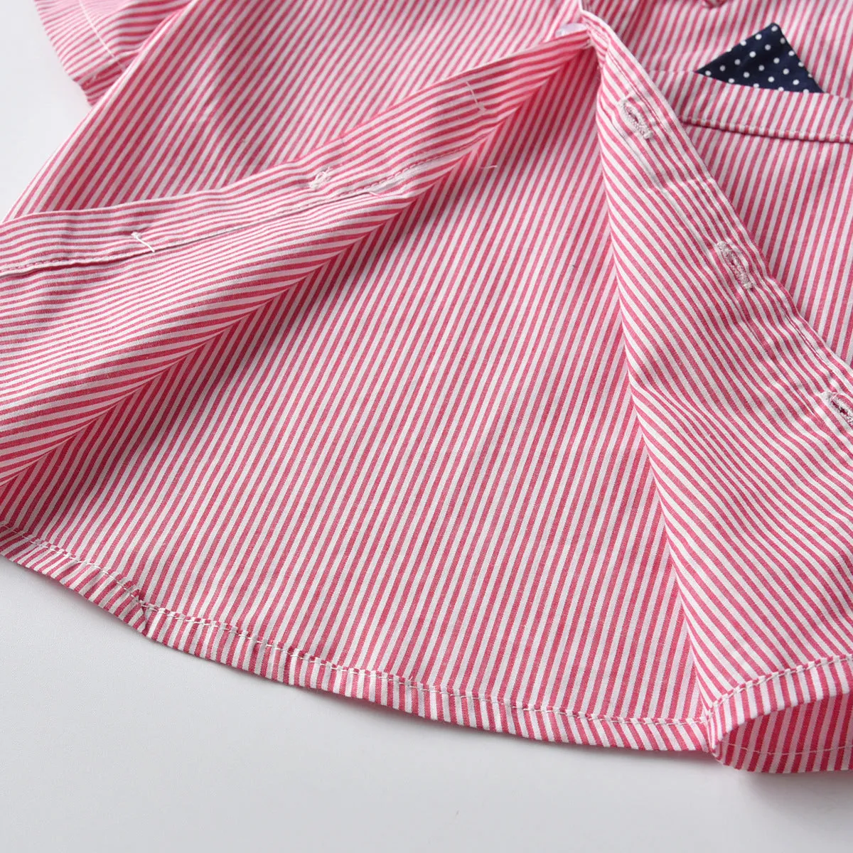 2 Pieces Set Baby Kid Boys Birthday Party Striped Bow Shirts And Solid Color Rompers Wholesale 211109215