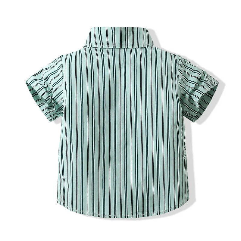 2 Pieces Set Baby Kid Boys Birthday Party Striped Bow Shirts And Solid Color Shorts Wholesale 221216221