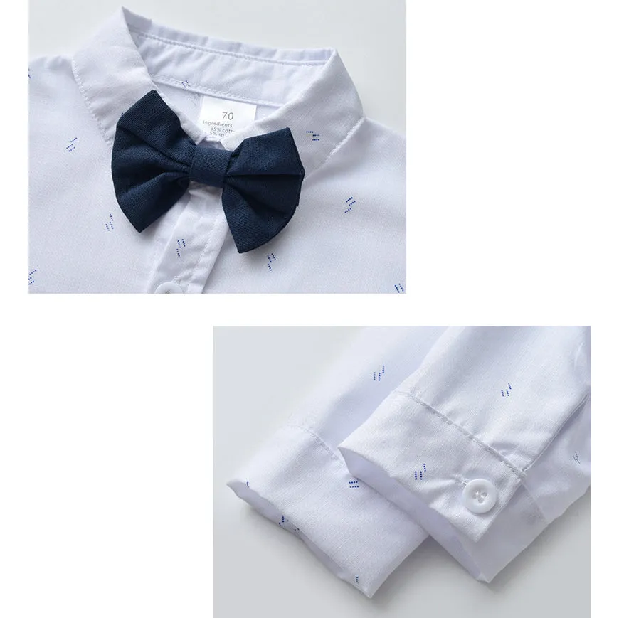 2 Pieces Set Baby Kid Boys Dressy Birthday Party Bow Print Rompers And Solid Color Jumpsuits Wholesale 220920440