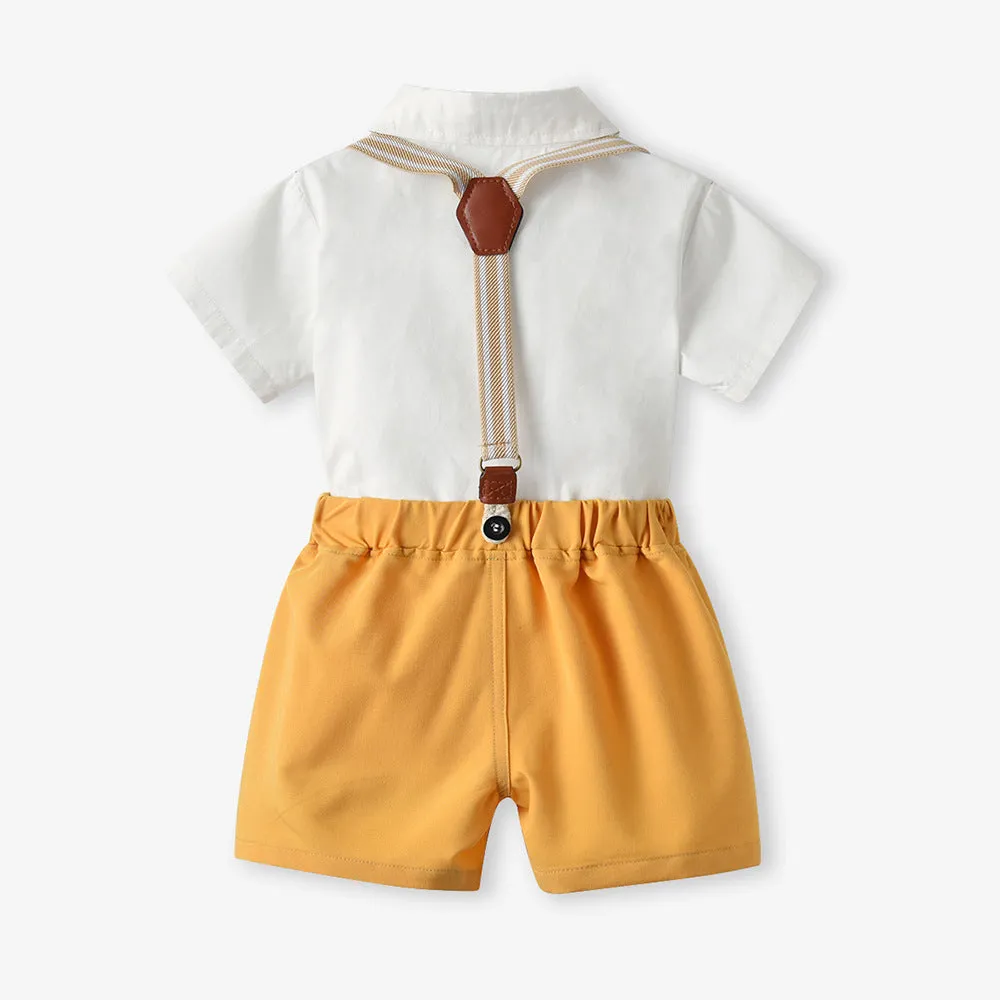 2 Pieces Set Baby Kid Boys Solid Color Bow Shirts And Shorts Wholesale 220407171