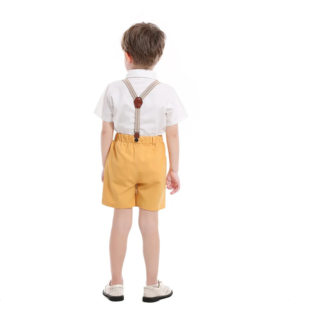 2 Pieces Set Baby Kid Boys Solid Color Bow Shirts And Shorts Wholesale 220407171