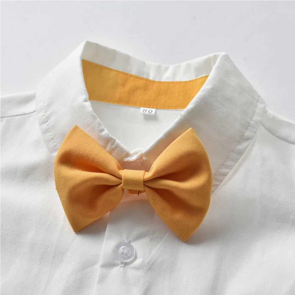 2 Pieces Set Baby Kid Boys Solid Color Bow Shirts And Shorts Wholesale 220407171