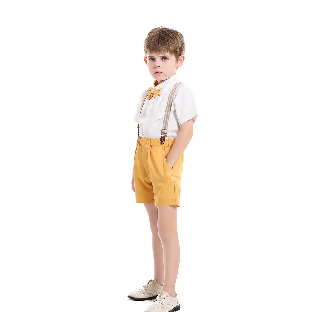 2 Pieces Set Baby Kid Boys Solid Color Bow Shirts And Shorts Wholesale 220407171