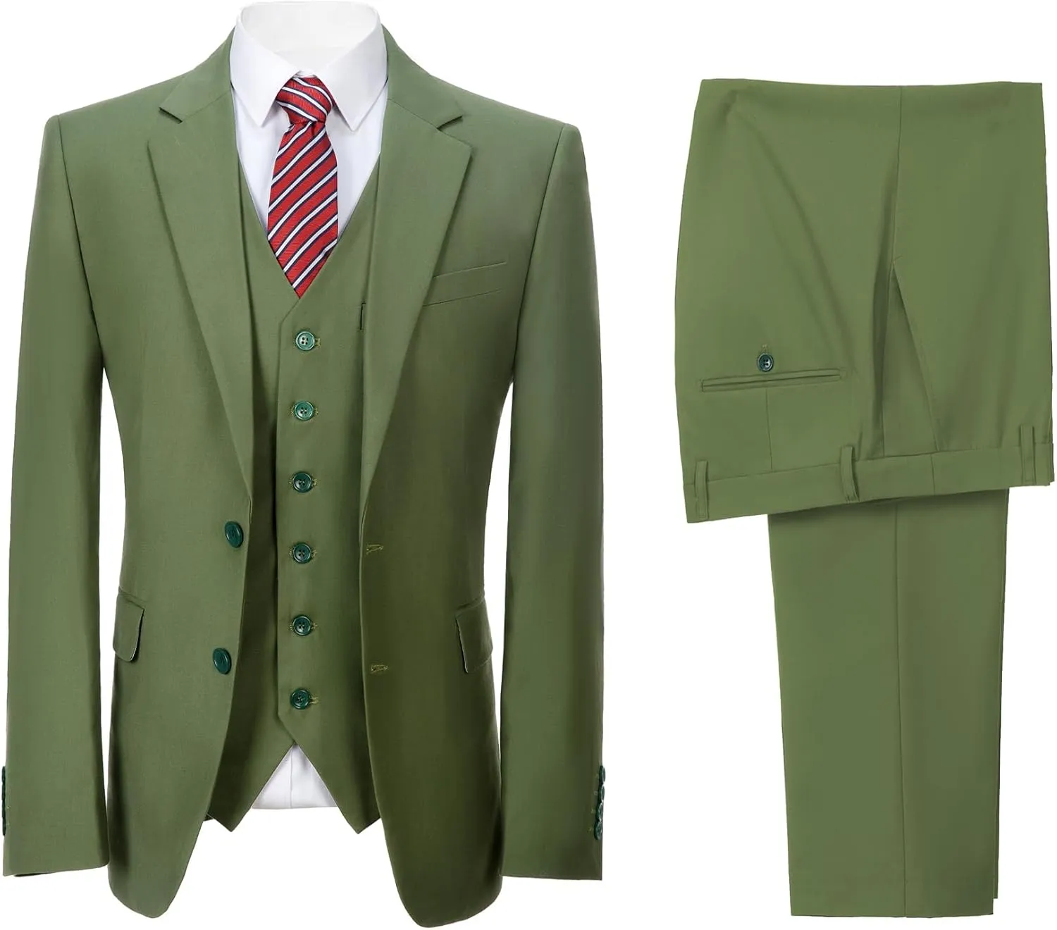 3 Pieces Business Mens Suit Notch Lapel Blazer Formal Wedding Groom Pants Tux Vest Tuxedos