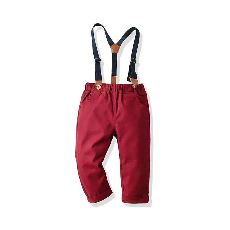 3 Pieces Set Baby Boys Birthday Party Bow Rompers Striped Vests Waistcoats And Solid Color Jumpsuits Wholesale 211109156