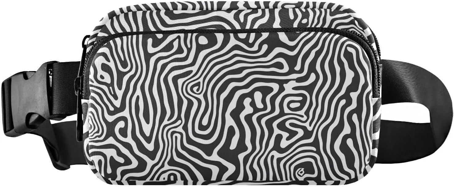 Abstract Stripe Fanny Pack Water Resistant, Women Men Waist Pack Sling Bag Purse for Travel Hiking