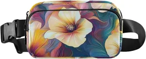 Aesthetic Floral Fanny Pack Water Resistant, Women Men Waist Pack Sling Bag Purse for Travel Hiking