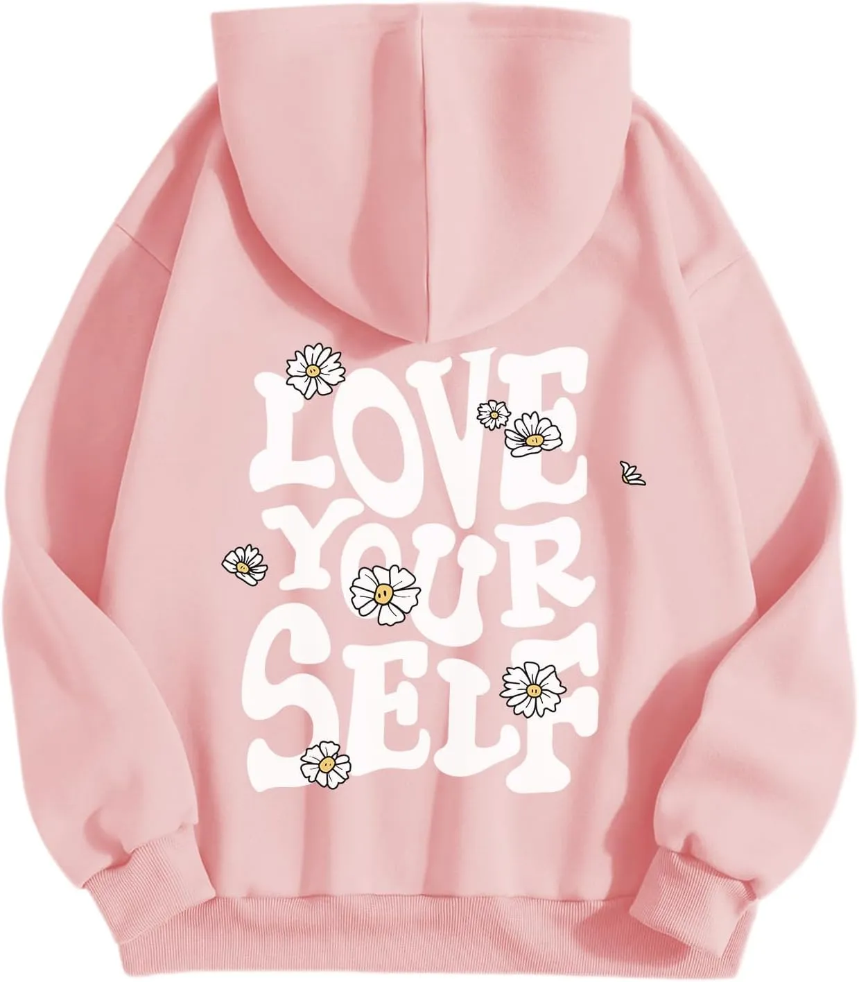 Aesthetic Preppy Hoodies for Teen Girls Cute Graphic Sweatshirts Inspirational Letter Slogan Loose Fit Pullover Tops