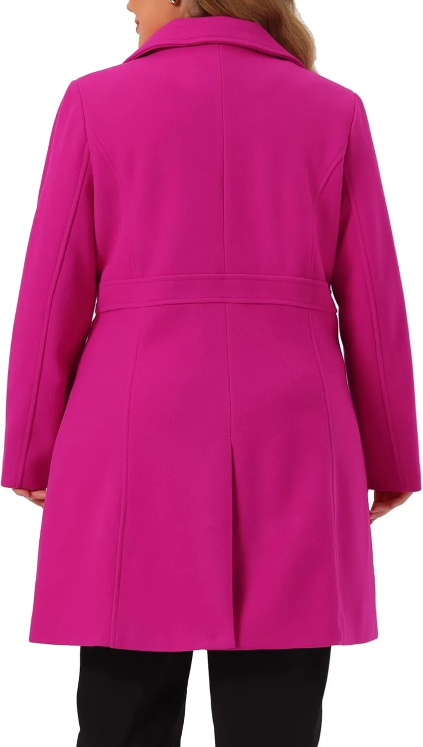 Agnes Orinda Plus Size Coat for Women Peter Pan Collar Single Breasted Winter Long Coats