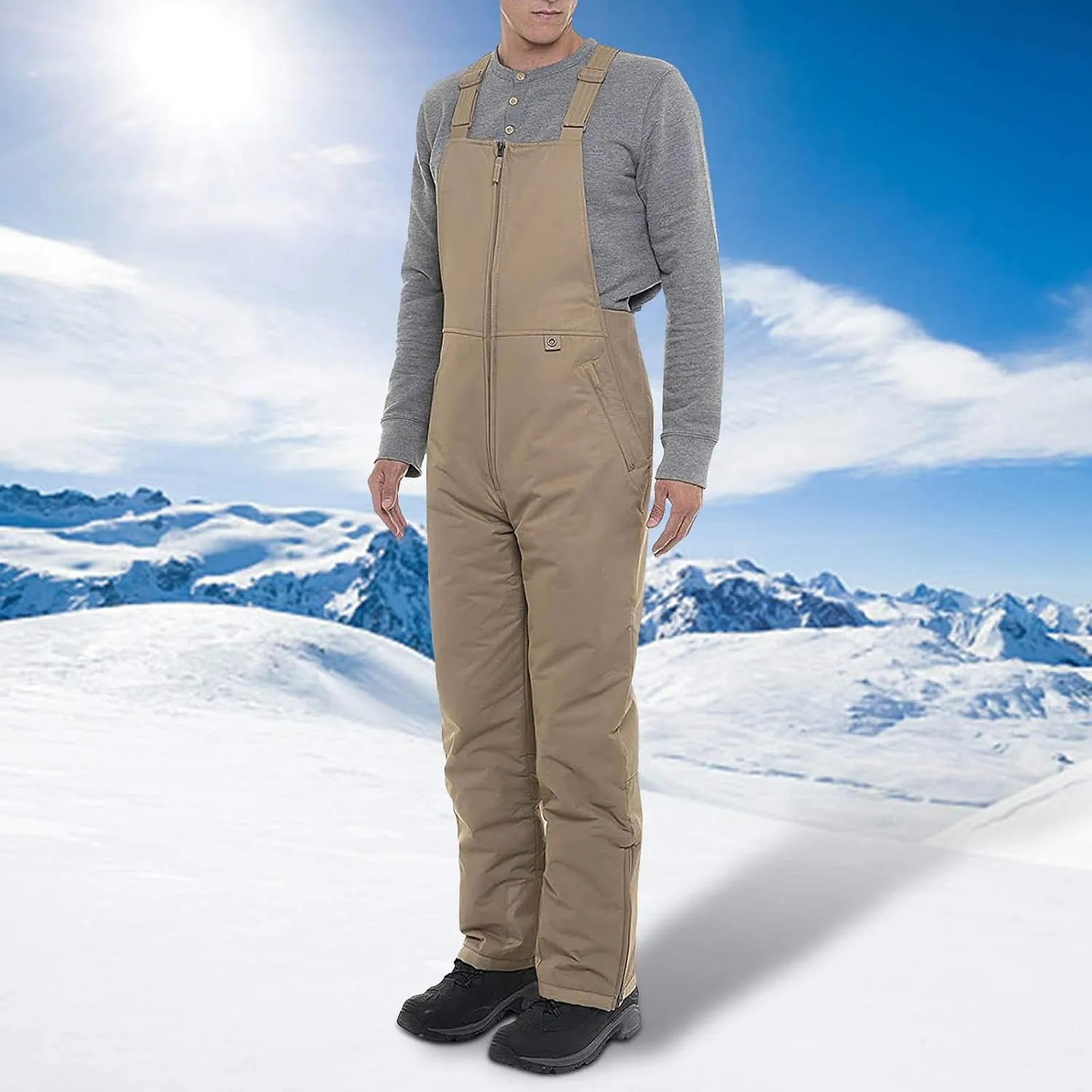 aihihe Ski Pants for Women Men Kid, Adjustable Back Strap Pants Insulated Bib Overalls Suspenders Trousers