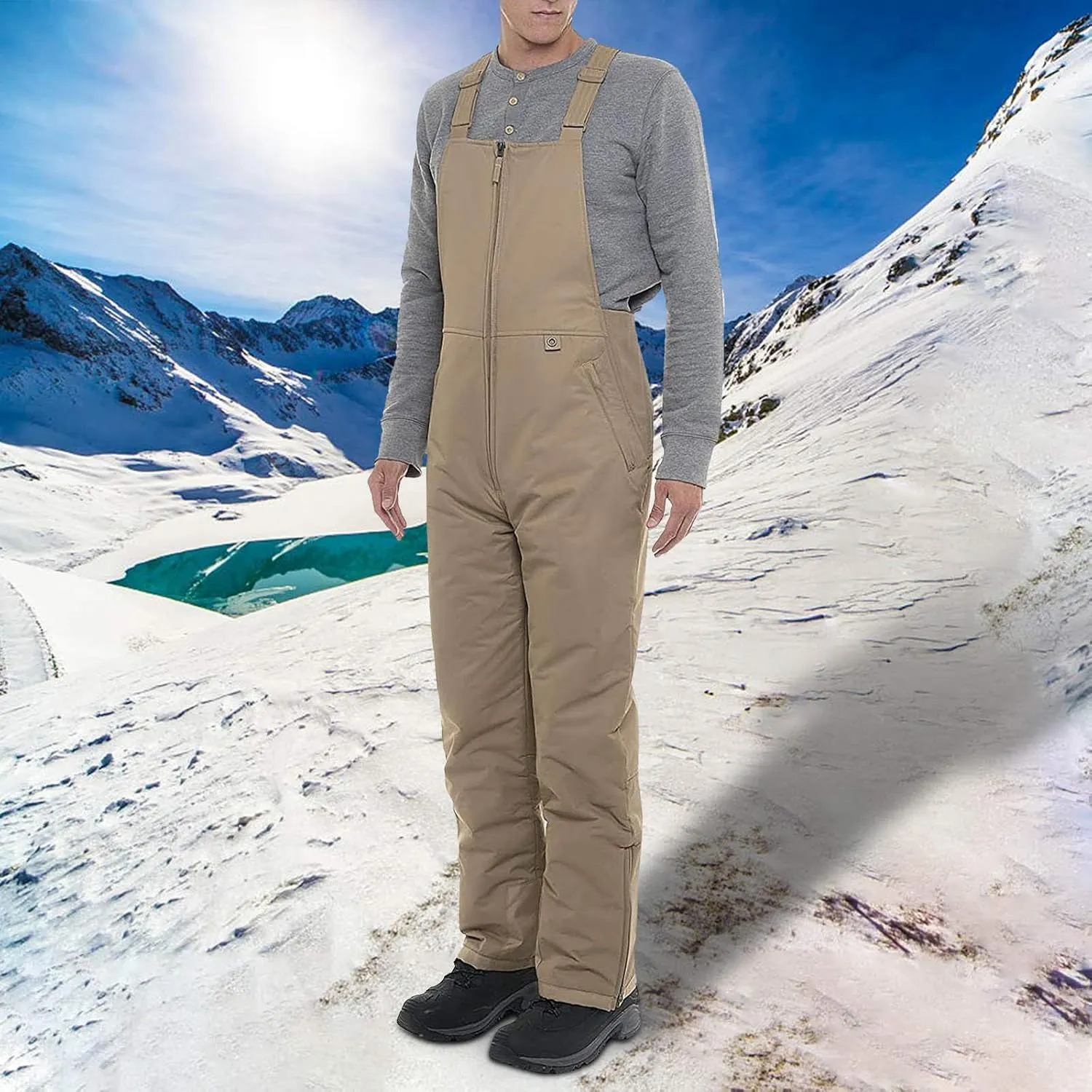 aihihe Ski Pants for Women Men Kid, Adjustable Back Strap Pants Insulated Bib Overalls Suspenders Trousers