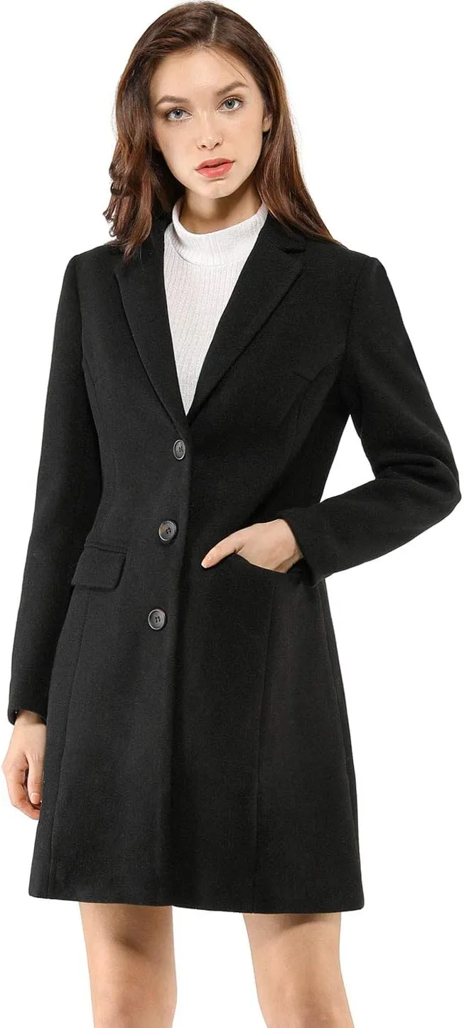 Allegra K Women's 2024 Pea Coat Single Breasted Long Winter Coats for Women