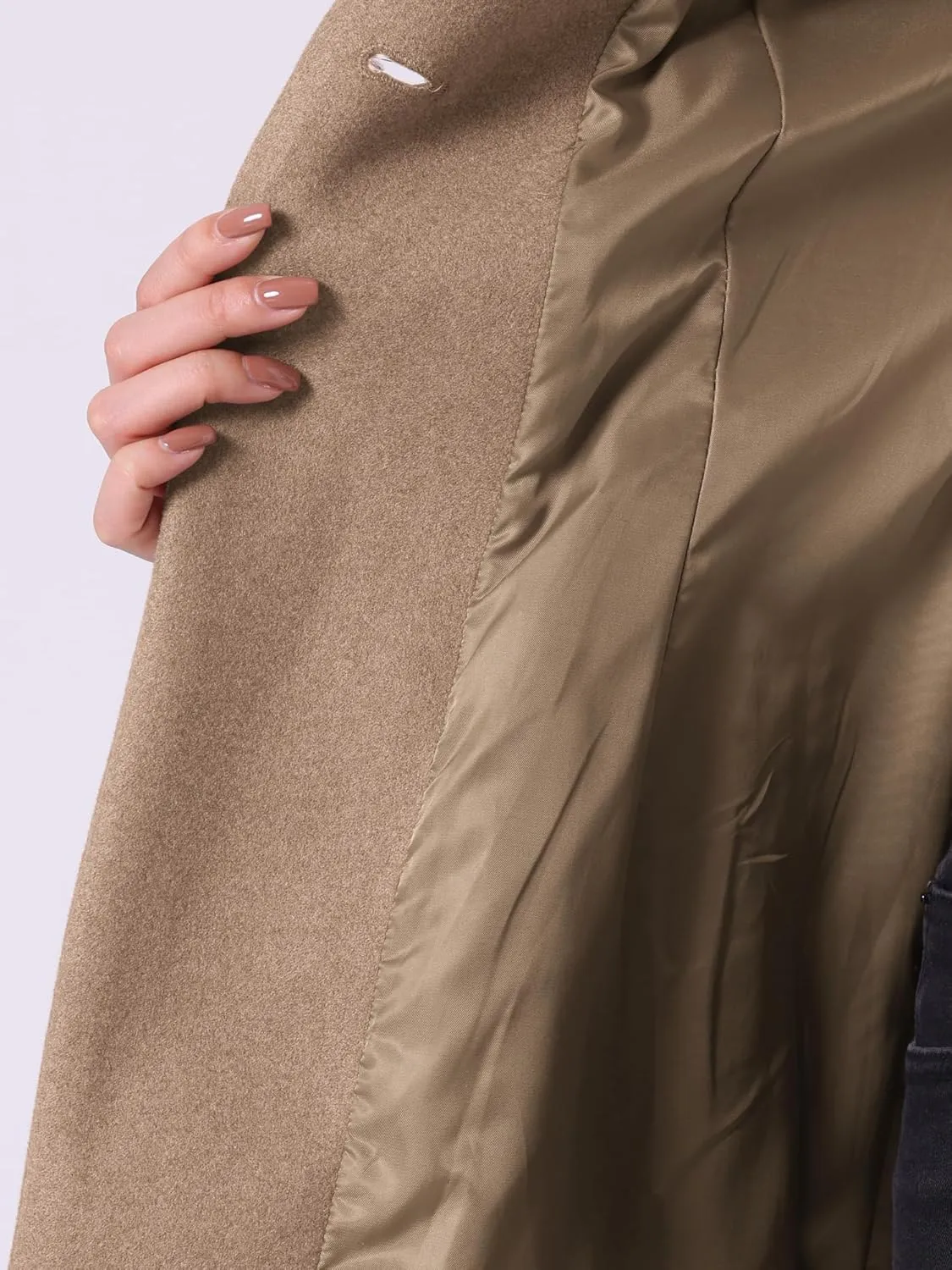 Allegra K Women's Lapel Collar Buttoned Outwear Elegant Work Notch Trench Winter Coats