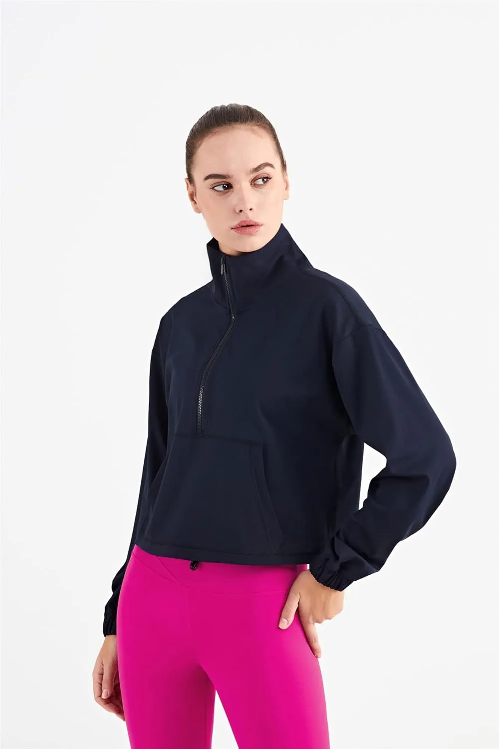 altiland Half Zip Pullover Cropped Jackets for Women Long Sleeve Workout Athletic Running Yoga Shirts