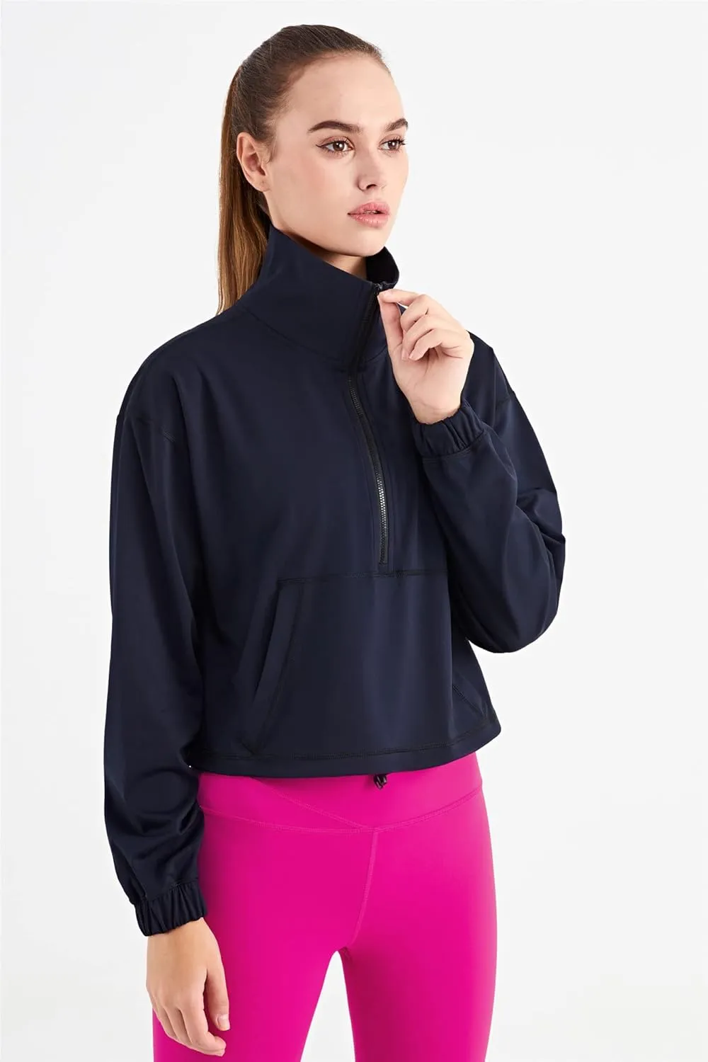 altiland Half Zip Pullover Cropped Jackets for Women Long Sleeve Workout Athletic Running Yoga Shirts