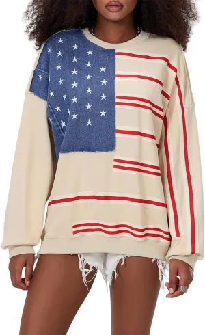 Amiblvowa Graphic Oversized Sweatshirt for Women Y2k Long Sleeve Crewneck Drop Shoulder Loose Sweater Vintage Streetwear