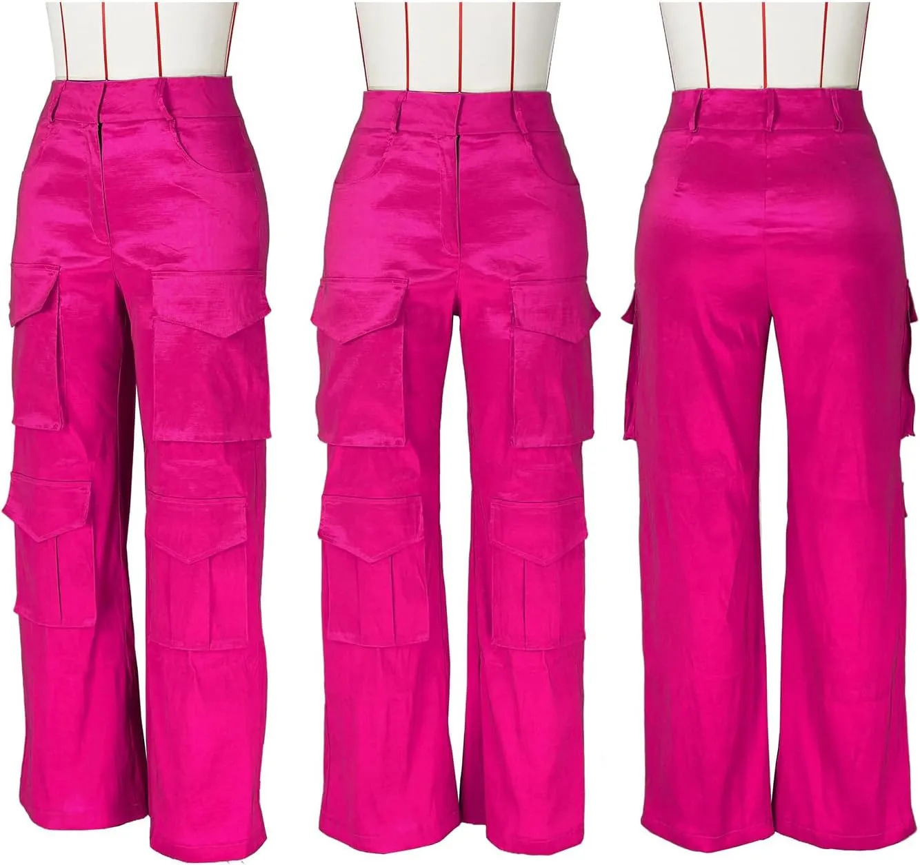 Angsuttc Cargo Pants Women High Waist Y2k Trendy Straight Leg Pants with Pockets