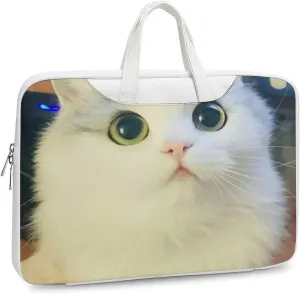 Animal Cat Leather Bag Laptop Case Slim Water Resistant Computer Bags with Handle Briefcase for Work