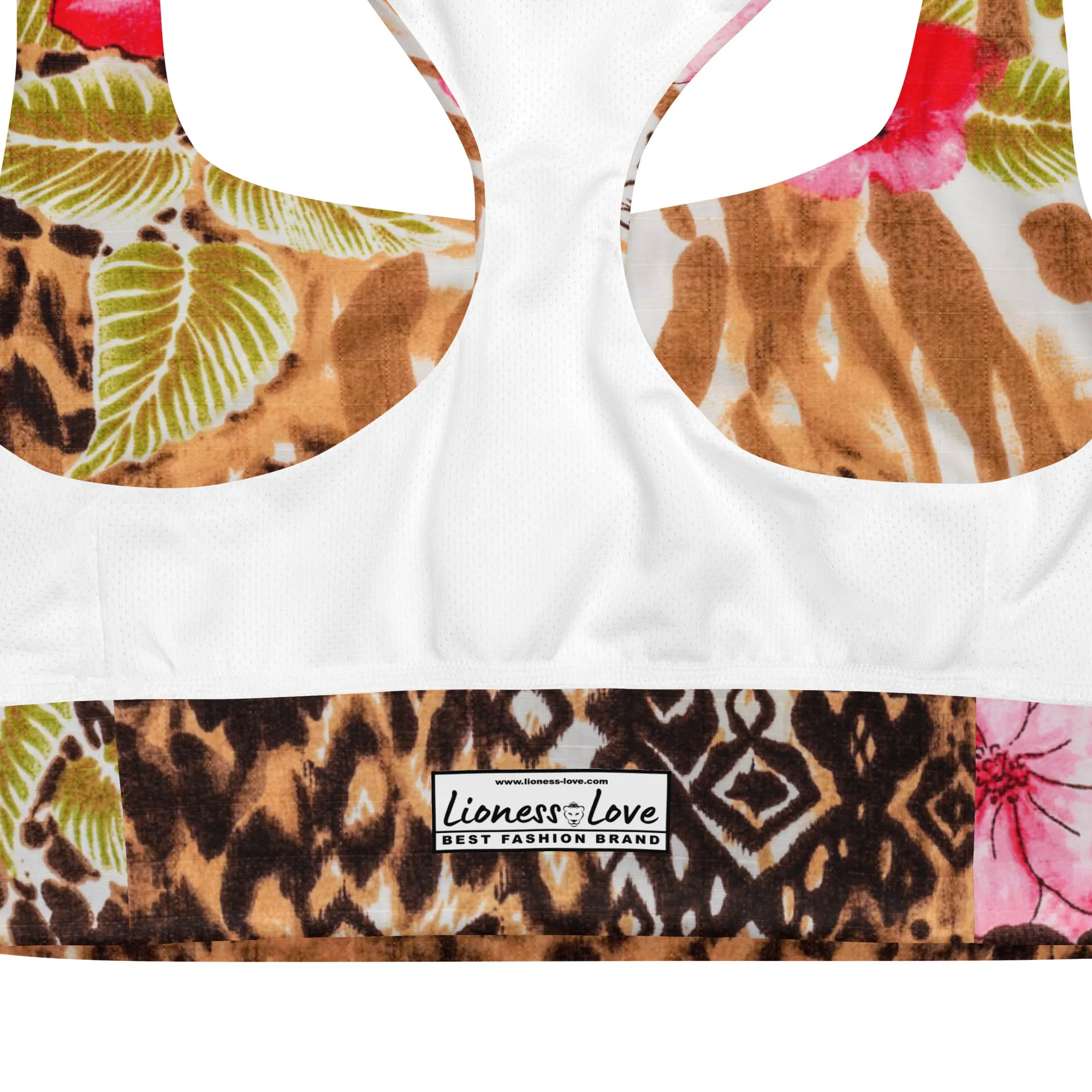 Animal Print Sports Bra Abstract Art Forest Floral, lioness-love