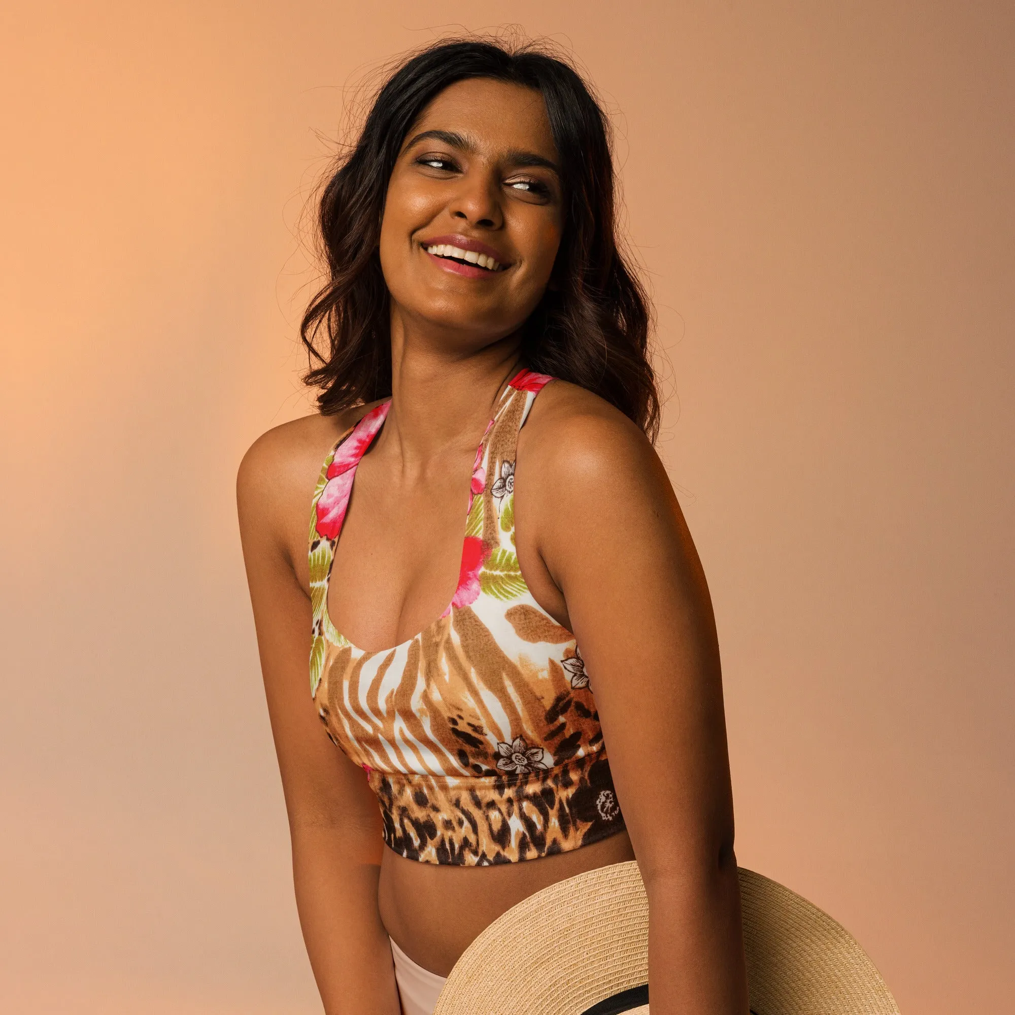 Animal Print Sports Bra Abstract Art Forest Floral, lioness-love