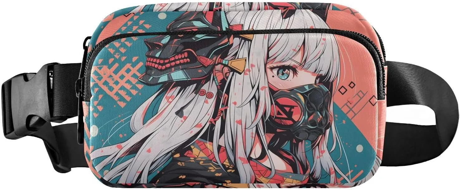 Anime Ninja Fanny Pack Water Resistant, Women Men Waist Pack Sling Bag Purse for Travel Hiking