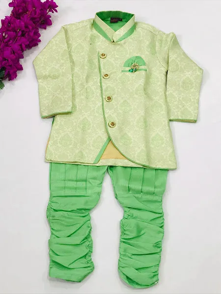 Appealing Green Color Boys Kurta With Pajama Set