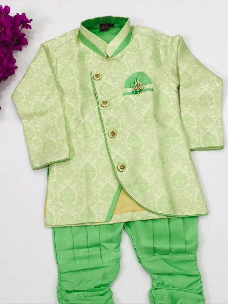 Appealing Green Color Boys Kurta With Pajama Set