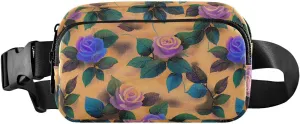 Art Flowers Fanny Pack Water Resistant, Women Men Waist Pack Sling Bag Purse for Travel Hiking