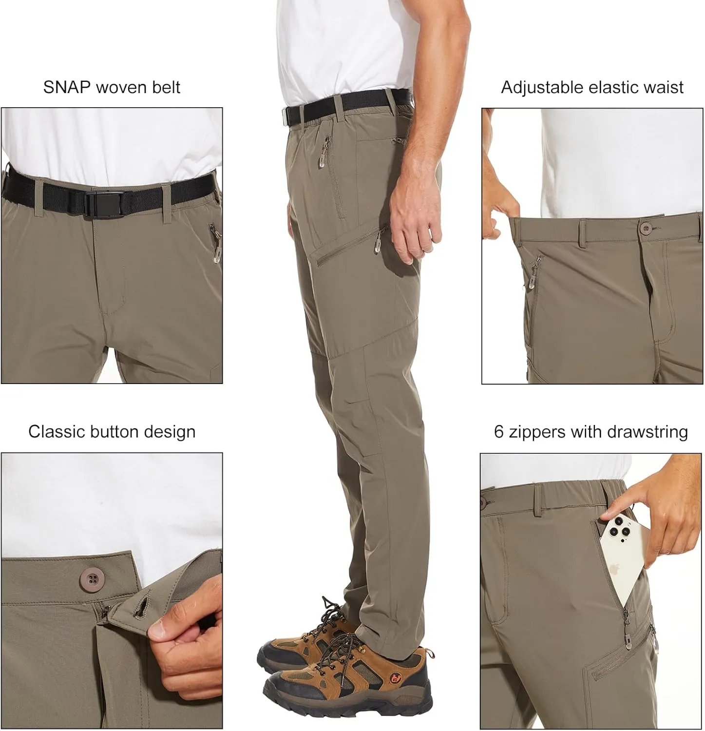 Arunlluta Hiking Pants for Men, Hiking Travel Pants Water-Resistant Mens Work Pants Stretch Quick Dry Lightweight