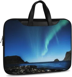 Aurora Borealis Leather Bag Laptop Case Slim Water Resistant Computer Bags with Handle Briefcase for Work