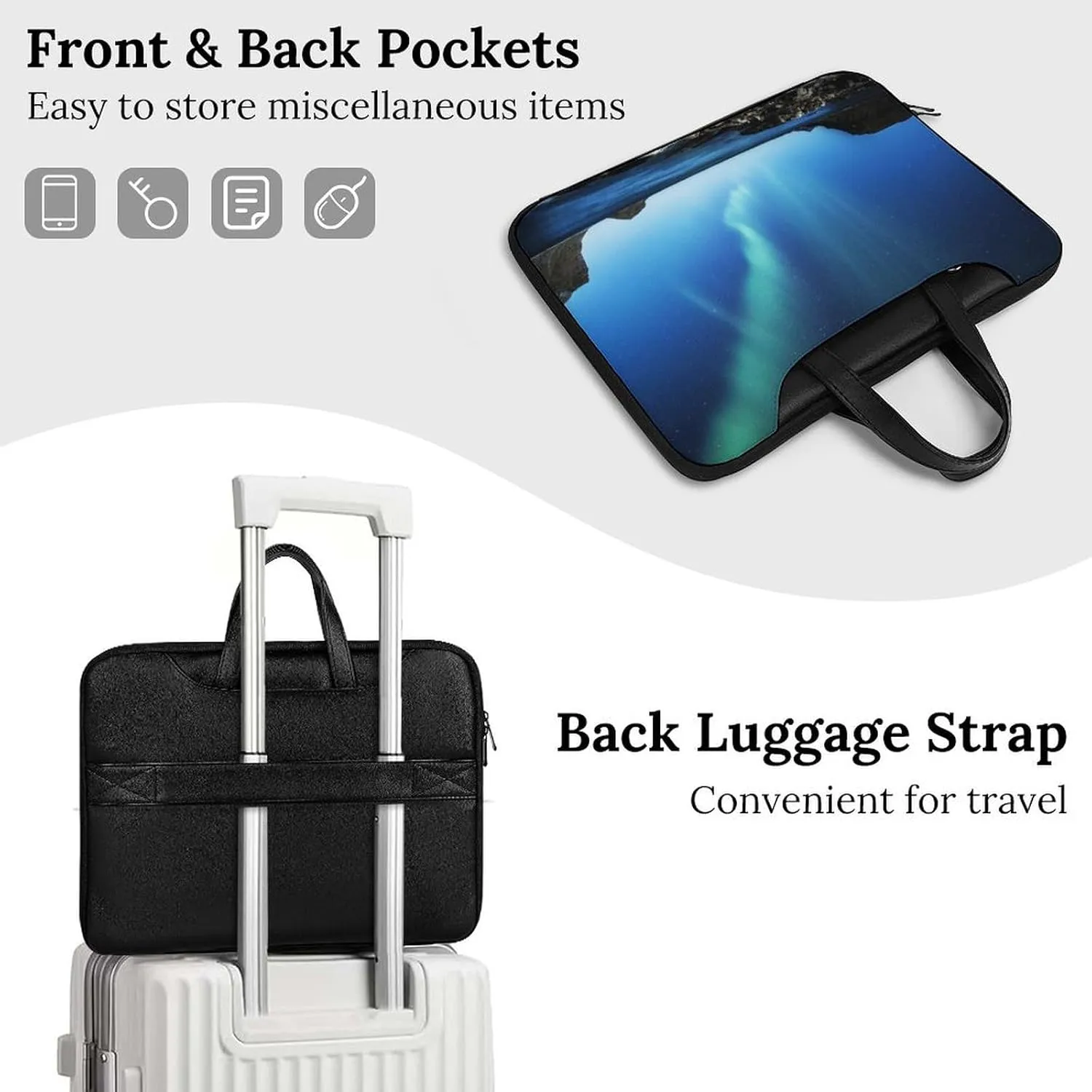 Aurora Borealis Leather Bag Laptop Case Slim Water Resistant Computer Bags with Handle Briefcase for Work
