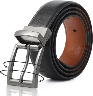 AWAYTR Reversible Leather Belt for Women - Two Color-in-One Belt for Women Men Belt with Rotated Buckle for Jeans Dress