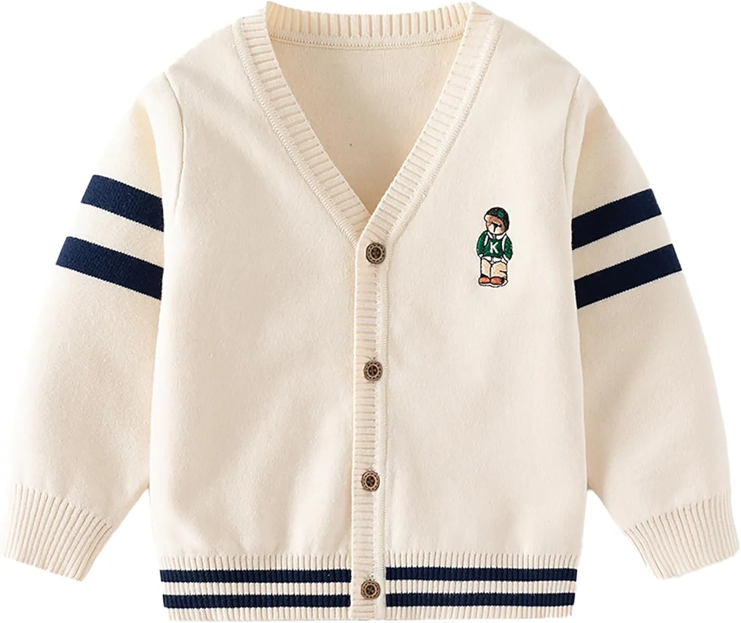 Baby Boys Girls Button Up Cardigan Sweater Dinosaur Full-Zip Long Sleeve V Neck Cartoon Embroidery Coat