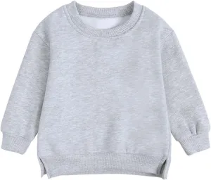 Baby Toddler Boys Fleece Sweatshirt Crewneck Long Sleeve Cotton Pullover Kids Solid Casual Sport Sweatshirts Sweater Tops