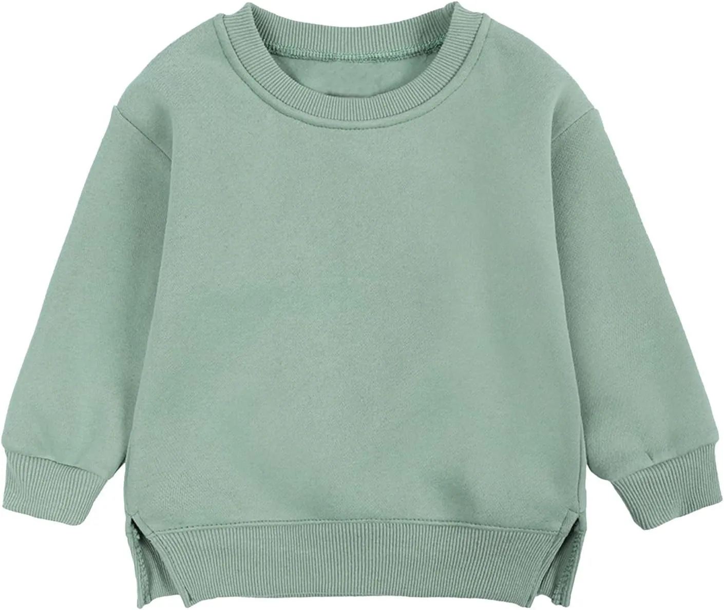 Baby Toddler Boys Fleece Sweatshirt Crewneck Long Sleeve Cotton Pullover Kids Solid Casual Sport Sweatshirts Sweater Tops