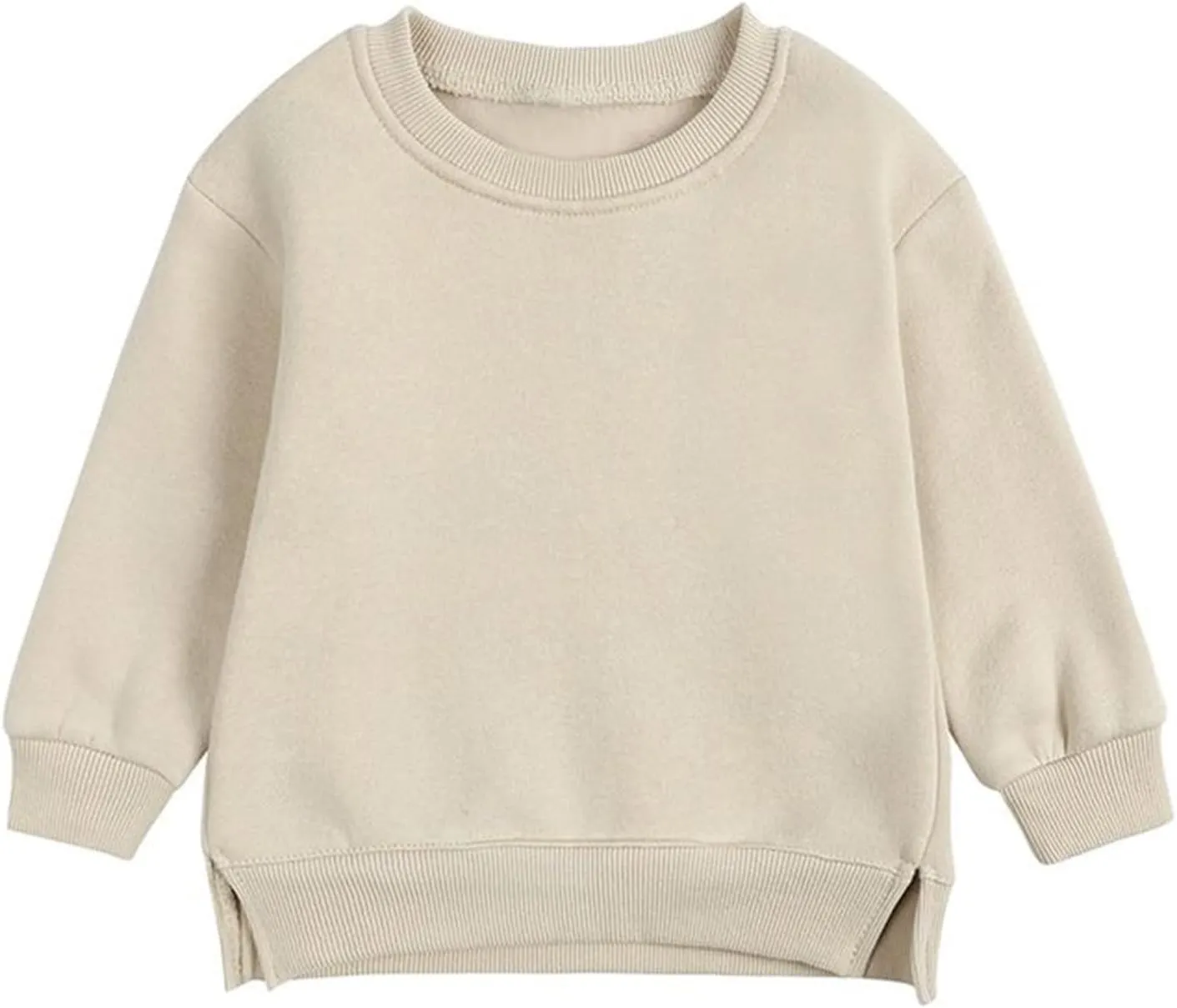 Baby Toddler Boys Fleece Sweatshirt Crewneck Long Sleeve Cotton Pullover Kids Solid Casual Sport Sweatshirts Sweater Tops