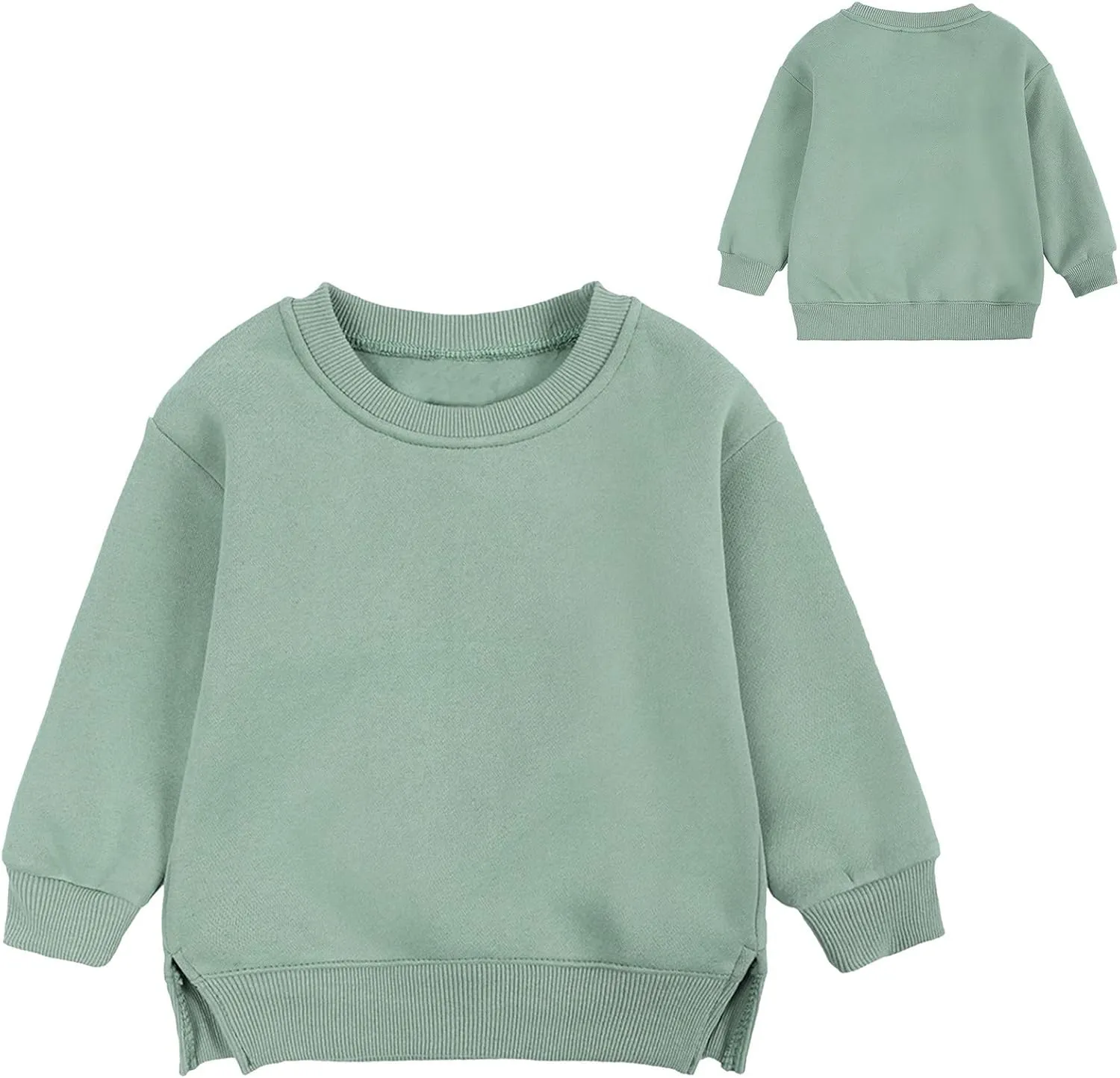 Baby Toddler Boys Fleece Sweatshirt Crewneck Long Sleeve Cotton Pullover Kids Solid Casual Sport Sweatshirts Sweater Tops