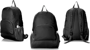 Backpack Packable Foldable Ultra Lightweight Water Resistant Durable Camping Travel Hiking Daypack for Men Women (Black)