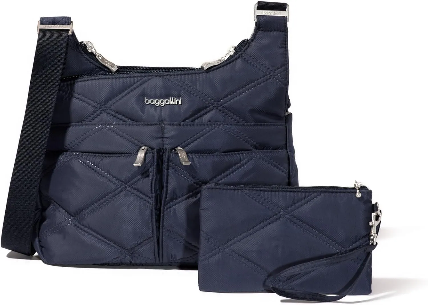 Baggallini Cross Over Crossbody Women 11x8.5 Medium Travel Bag Lightweight Water-Resistant Nylon Organized Handbag Purse