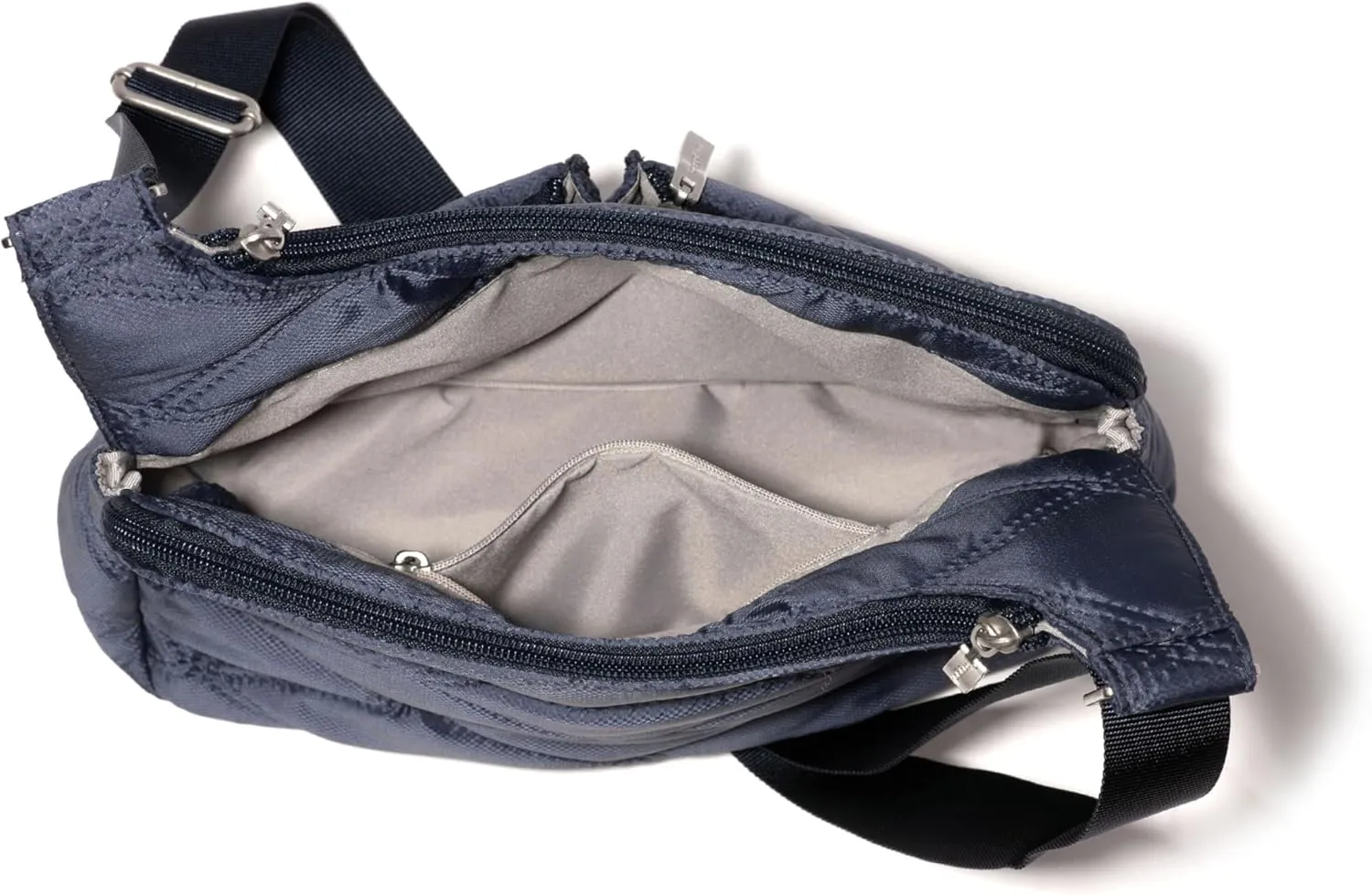 Baggallini Cross Over Crossbody Women 11x8.5 Medium Travel Bag Lightweight Water-Resistant Nylon Organized Handbag Purse