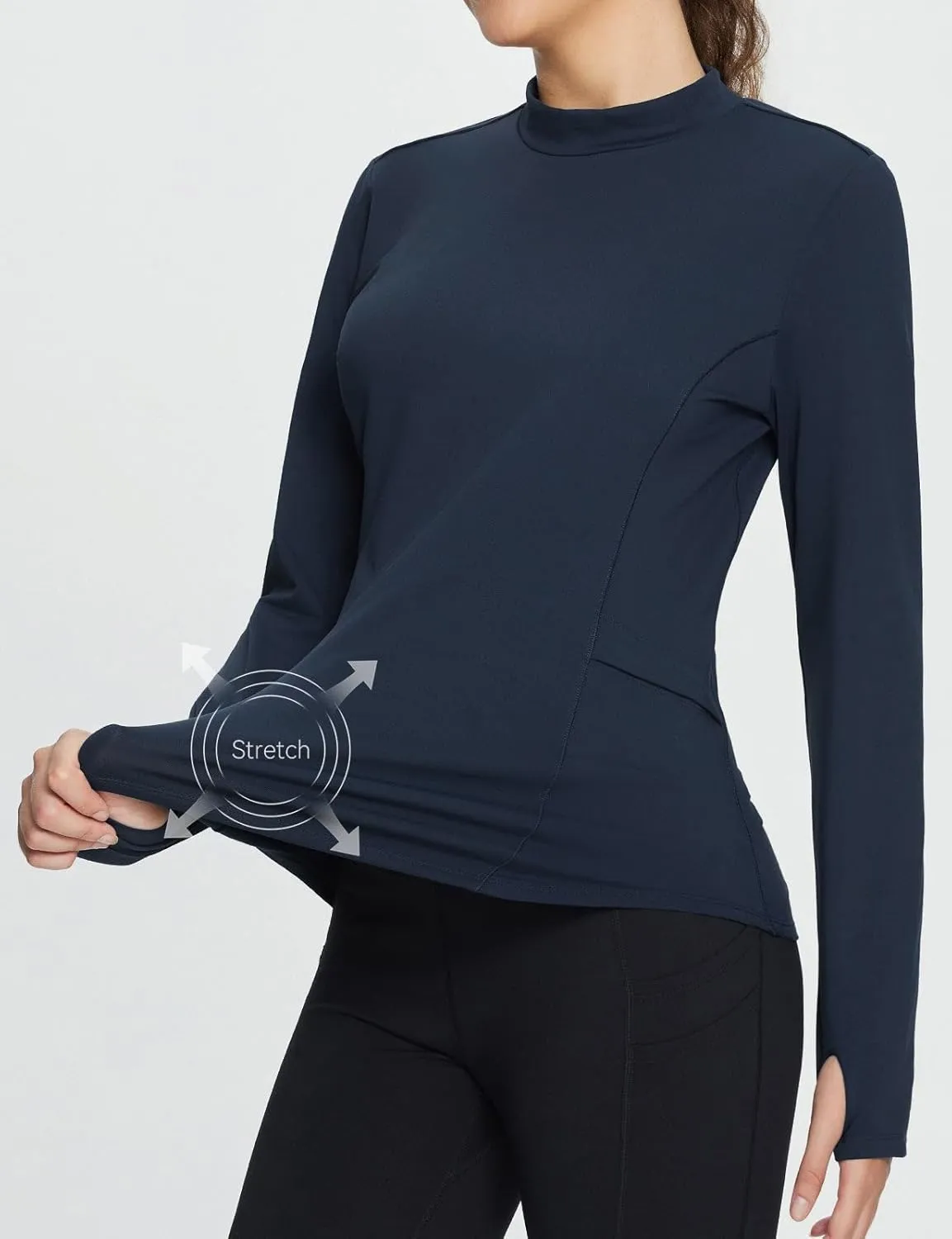 baleaf Women's Thermal Tops Fleece Lined Shirts Long Sleeve Cold Weather Running Gear Workout Zipper Pocket Thumbholes