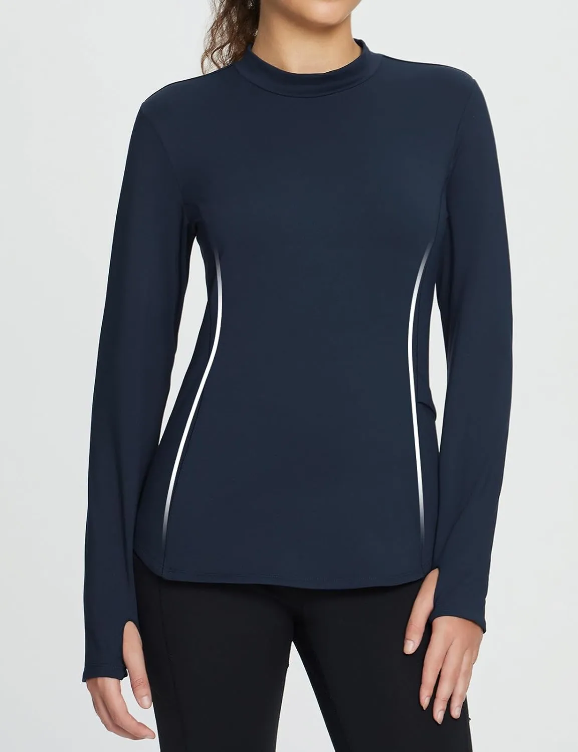 baleaf Women's Thermal Tops Fleece Lined Shirts Long Sleeve Cold Weather Running Gear Workout Zipper Pocket Thumbholes