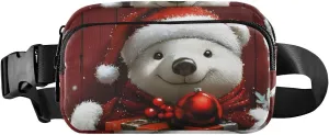 Bear Christmas Fanny Pack Water Resistant Waist Pack Sling Bag Purse for Women Men Travel Hiking