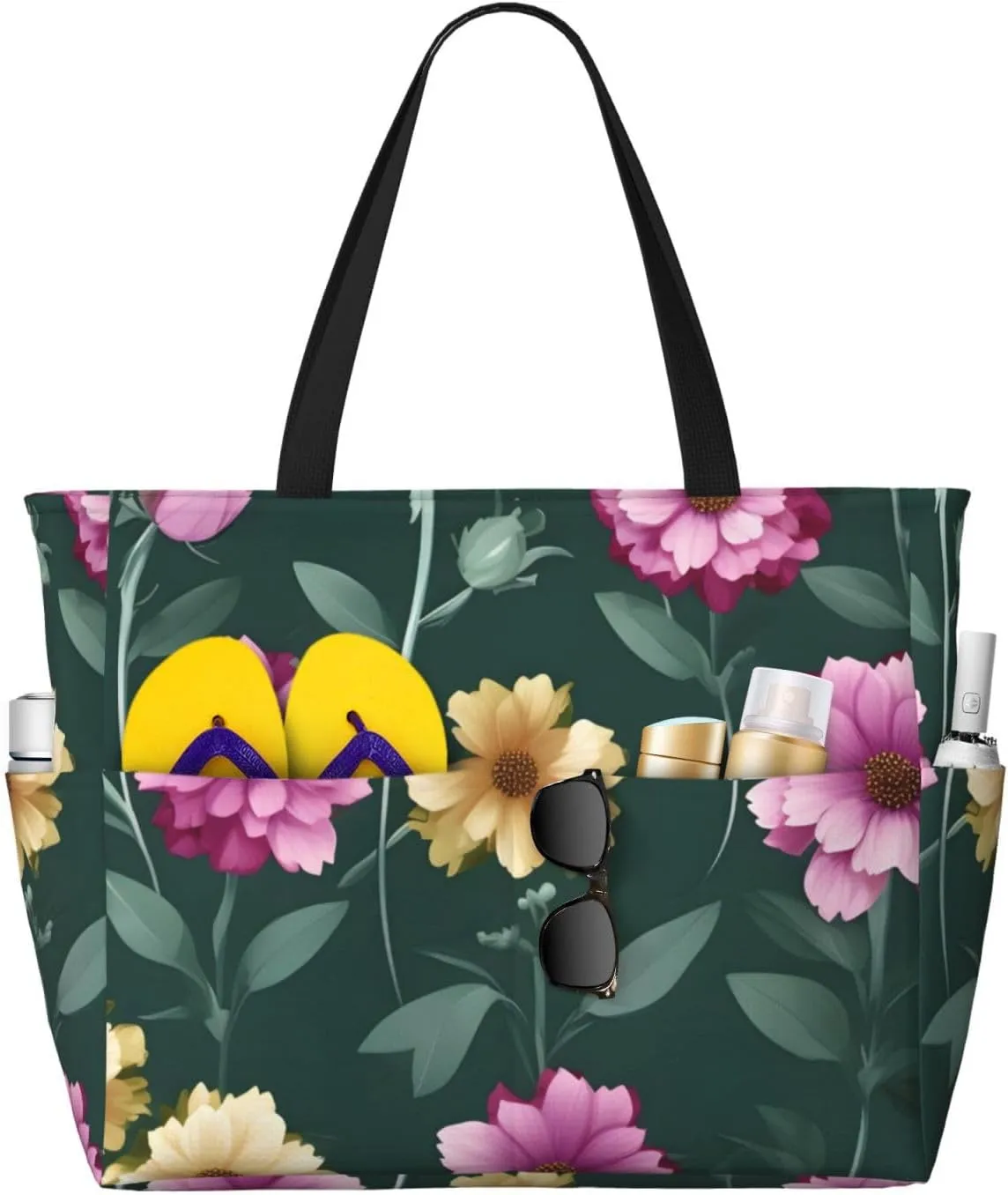 Beautiful purple flowers Print 28L Beach Tote Bag, Water-resistant Travel Tote, Lightweight Gym & Camping Carryall