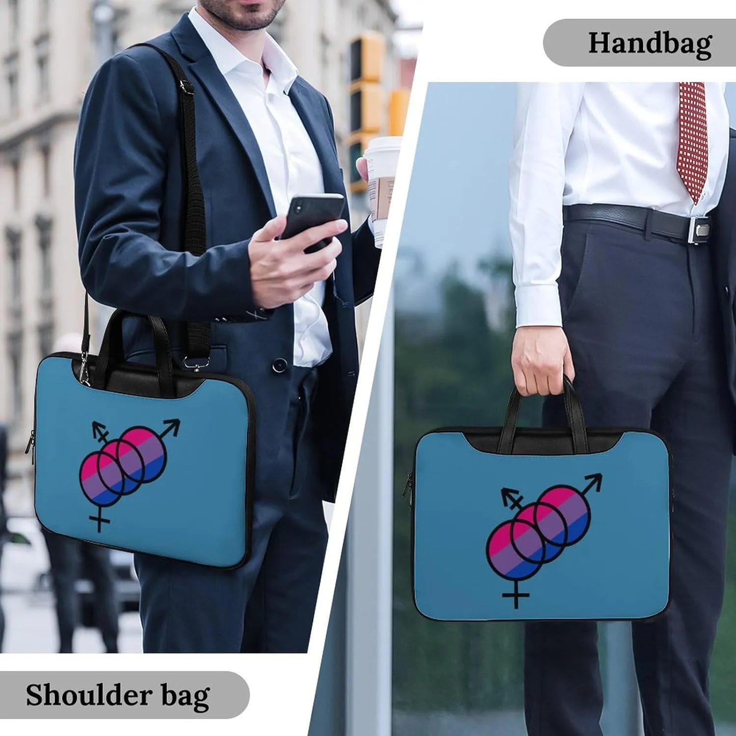 Biunity Logo Leather Bag Laptop Case Slim Water Resistant Computer Bags with Handle Briefcase for Work