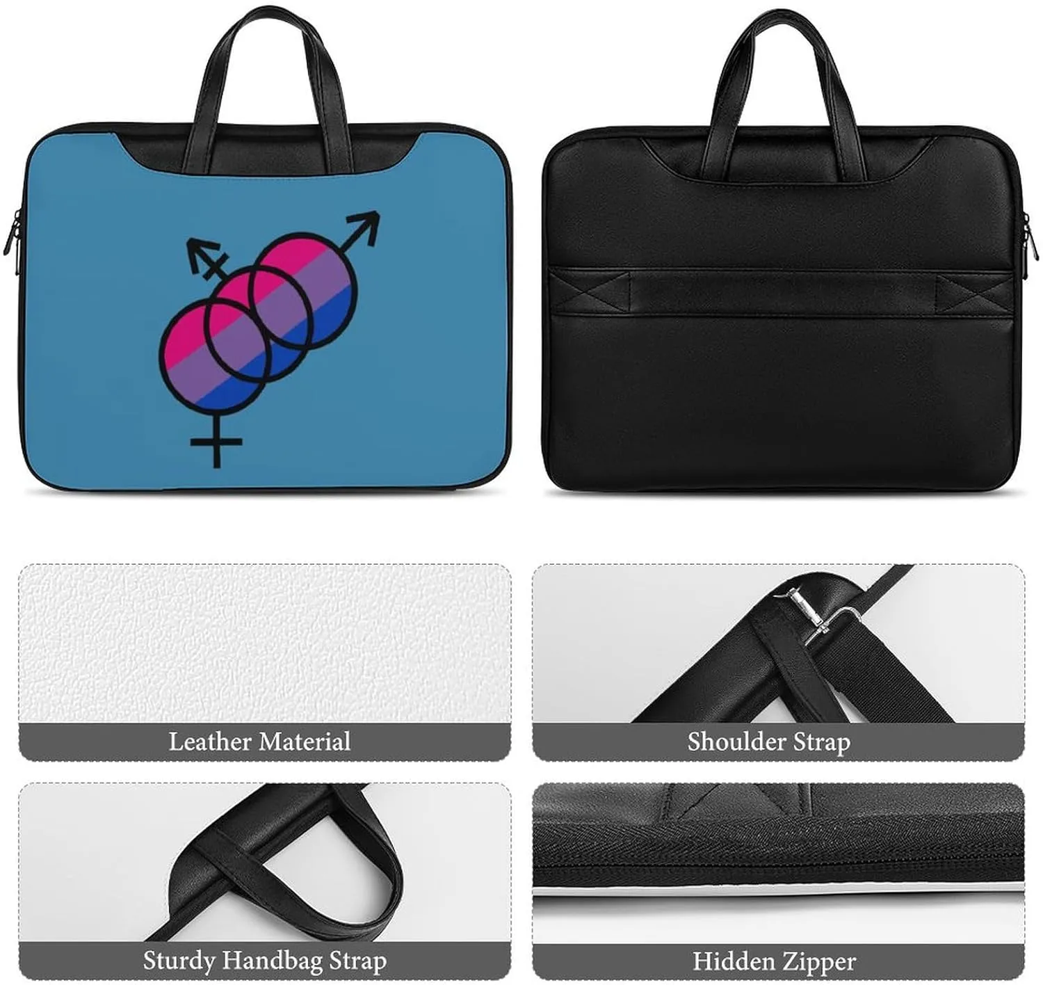 Biunity Logo Leather Bag Laptop Case Slim Water Resistant Computer Bags with Handle Briefcase for Work