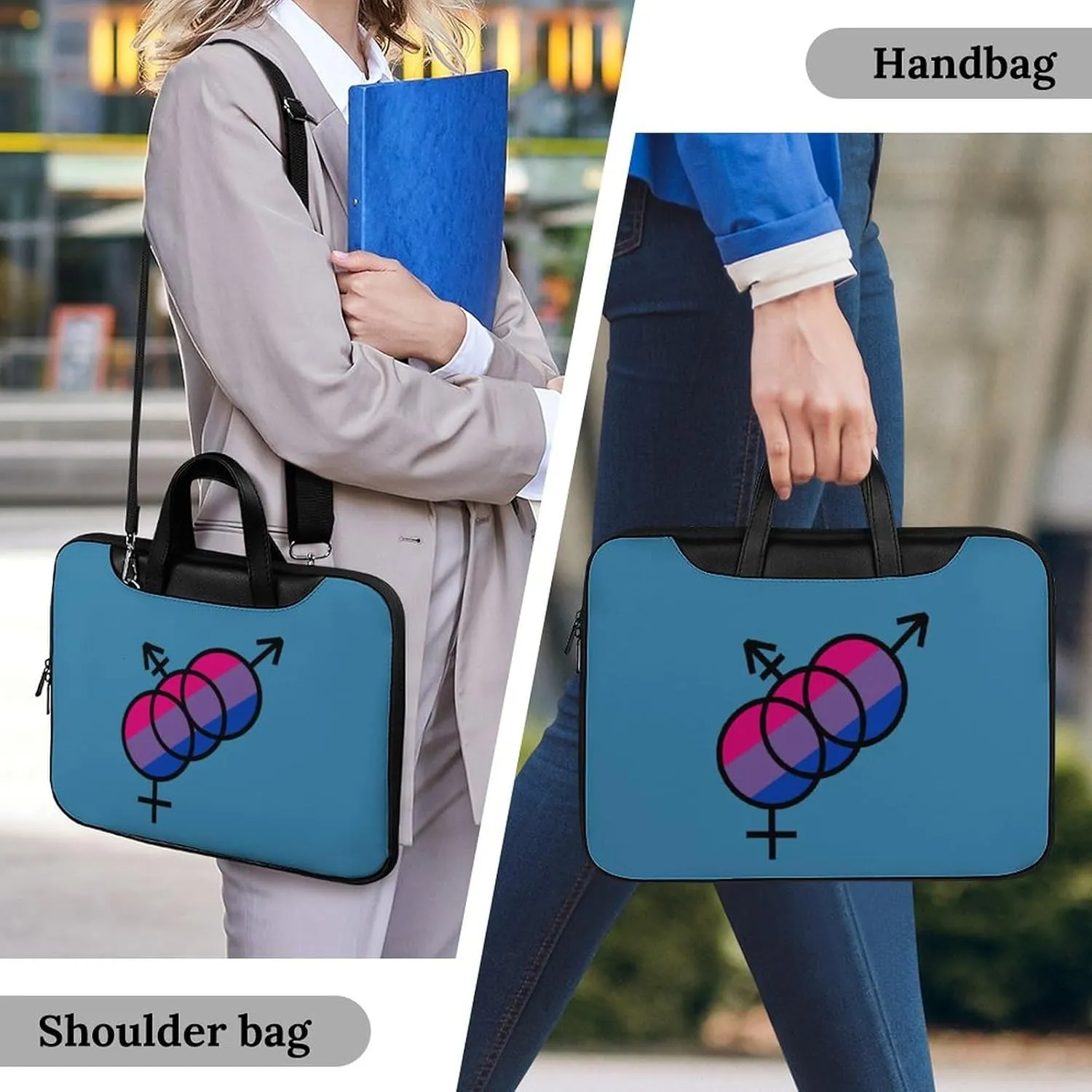 Biunity Logo Leather Bag Laptop Case Slim Water Resistant Computer Bags with Handle Briefcase for Work